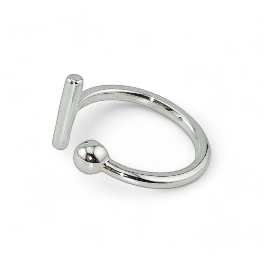Sterling Silver 925 Bar & Ball Ring